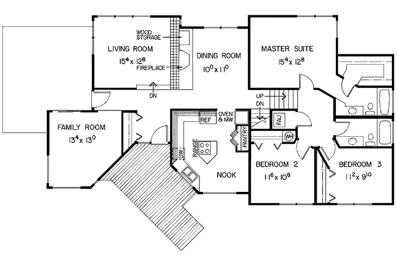 Architectural House Design - Floor Plan - Main Floor for Contemporary House Plan #60-942 - 3 bed, 1.5 bath