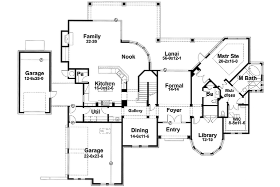 Floor Plan - Main Floor for Mediterranean House Plan #120-215 - 4 bed, 3.5 bath