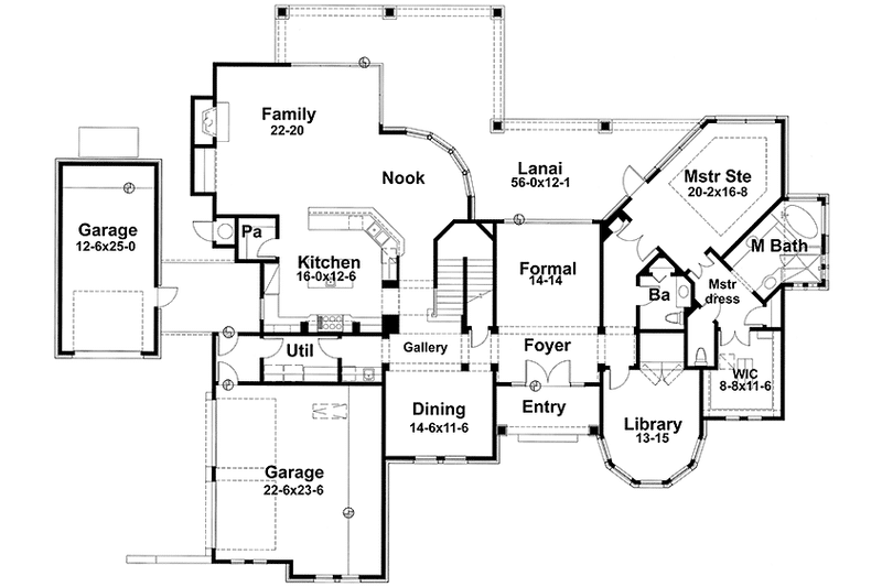 Home Plan - Floor Plan - Main Floor for Mediterranean House Plan #120-215 - 4 bed, 3.5 bath