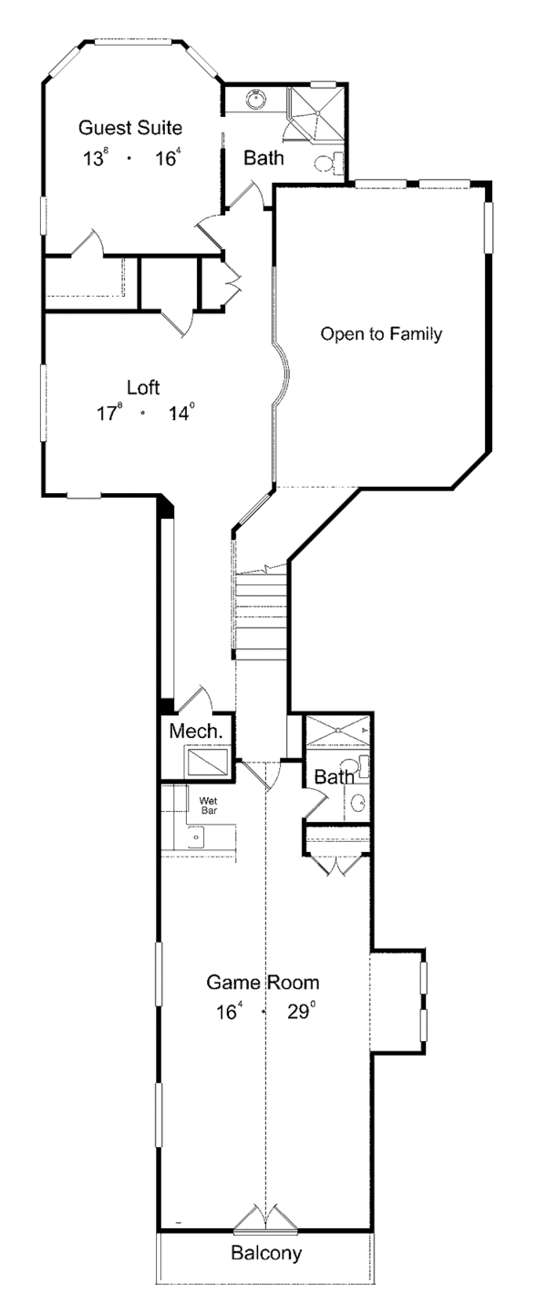 House Blueprint - Mediterranean Floor Plan - Upper Floor Plan #417-632