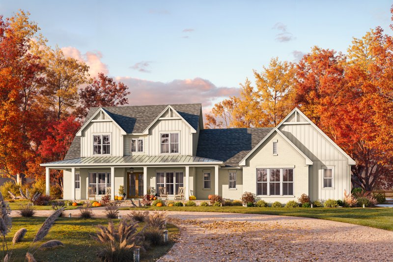 Farmhouse Style House Plan - 5 Beds 3.5 Baths 3500 Sq/Ft Plan #430-399 Exterior