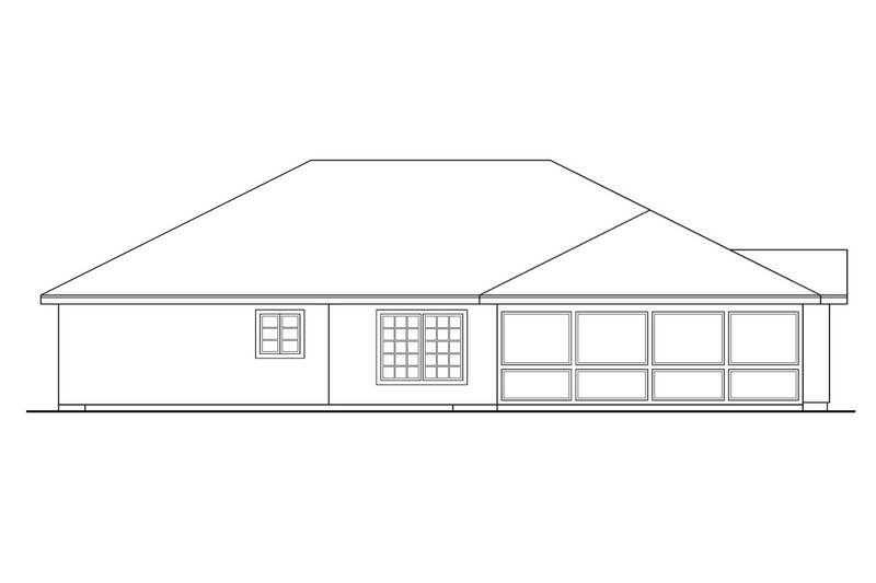 Home Plan - Exterior - Rear Elevation for Mediterranean House Plan #124-248 - 3 bed, 2 bath