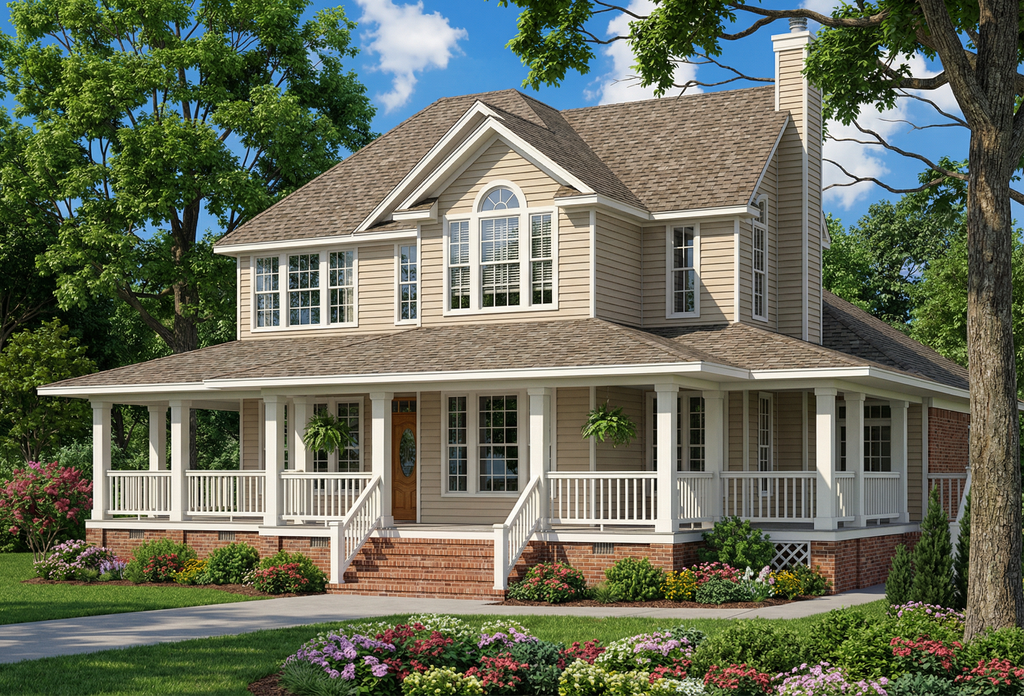 Exterior - Front Elevation 2 for Country House Plan #17-242 - 3 bed, 3.5 bath
