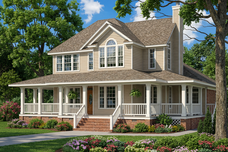 Exterior - Front Elevation 2 for Country House Plan #17-242 - 3 bed, 3.5 bath