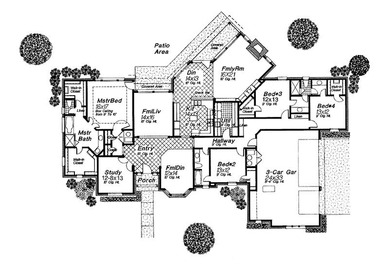 Dream House Plan - Floor Plan - Main Floor for Country House Plan #310-1035 - 4 bed, 3 bath