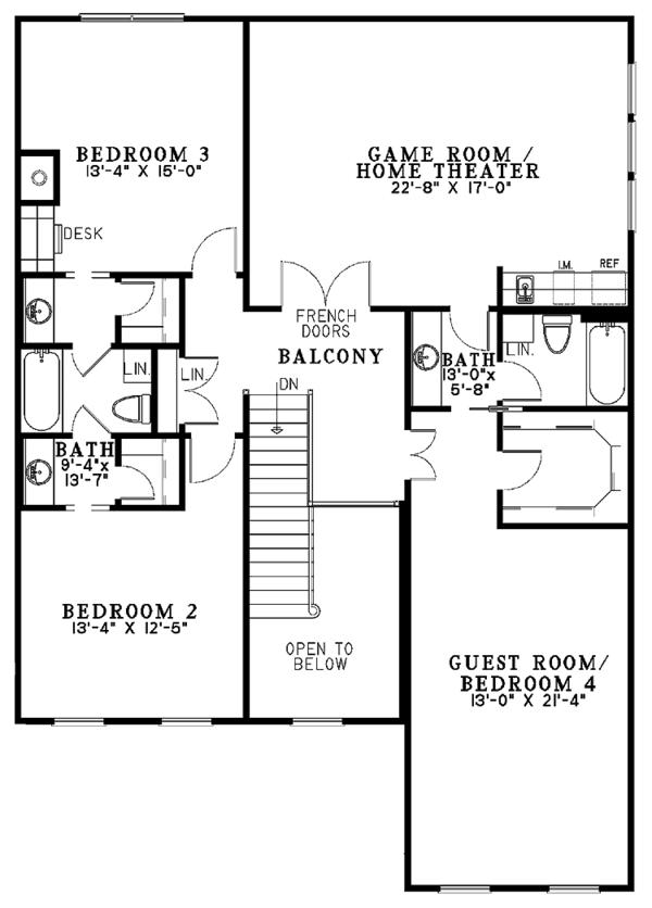 Colonial Floor Plan - Upper Floor Plan #17-2860