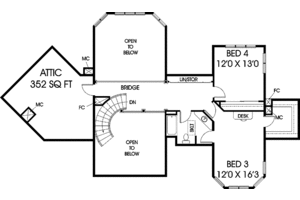 Floor Plan - Upper Floor for Victorian House Plan #60-1015 - 4 bed, 3.5 bath