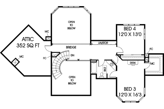 Floor Plan - Upper Floor for Victorian House Plan #60-1015 - 4 bed, 3.5 bath