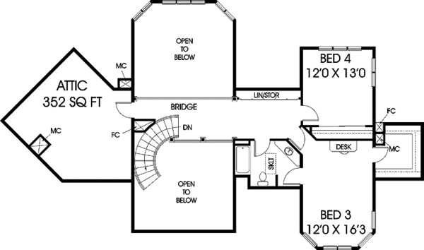 Architectural House Design - Victorian Floor Plan - Upper Floor Plan #60-1015