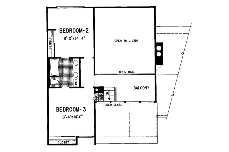 Architectural House Design - Floor Plan - Upper Floor for Contemporary House Plan #72-1062 - 3 bed, 2 bath
