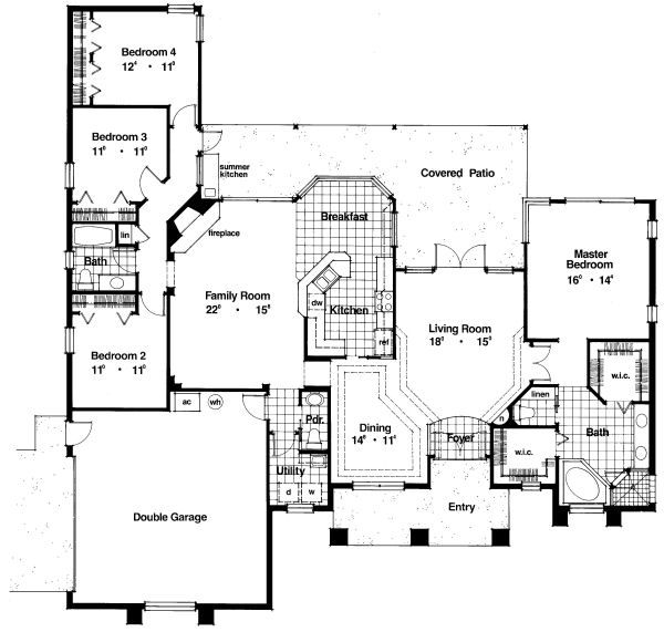 European Style House Plan - 4 Beds 2.5 Baths 2385 Sq/Ft Plan #417-254 ...