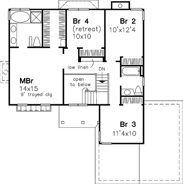 House Plan Design - Colonial Floor Plan - Upper Floor Plan #320-639
