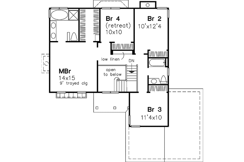 Dream House Plan - Floor Plan - Upper Floor for Colonial House Plan #320-639 - 4 bed, 2.5 bath