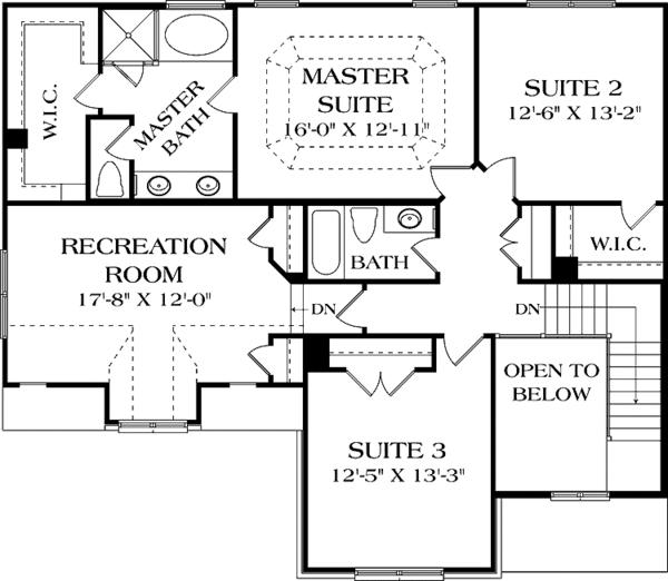 Home Plan - Traditional Floor Plan - Upper Floor Plan #453-521