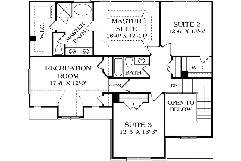 Dream House Plan - Floor Plan - Upper Floor for Traditional House Plan #453-521 - 3 bed, 2.5 bath