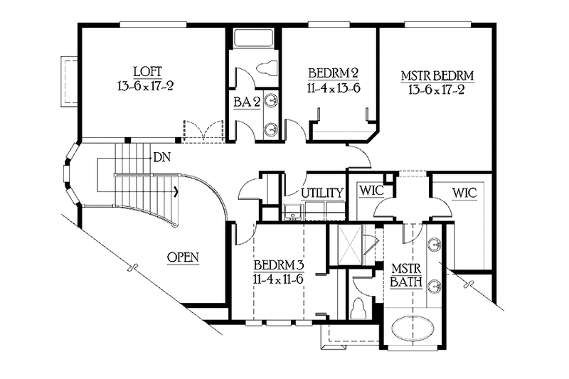 Home Plan - Floor Plan - Upper Floor for Country House Plan #132-308 - 3 bed, 2.5 bath