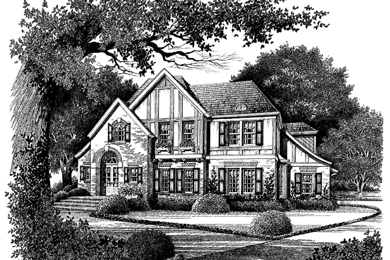 House Design - Tudor Exterior - Front Elevation Plan #429-65