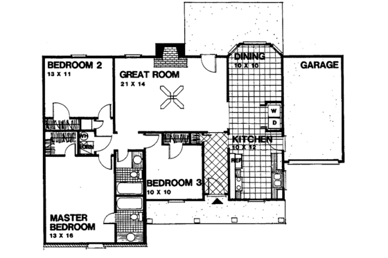 Floor Plan - Main Floor for Country House Plan #30-324 - 3 bed, 2 bath