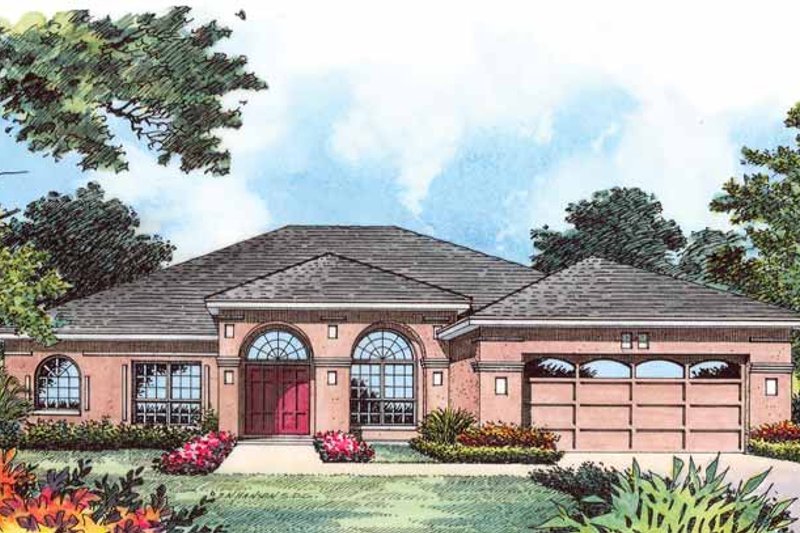 Architectural House Design - Mediterranean Exterior - Front Elevation Plan #1015-14