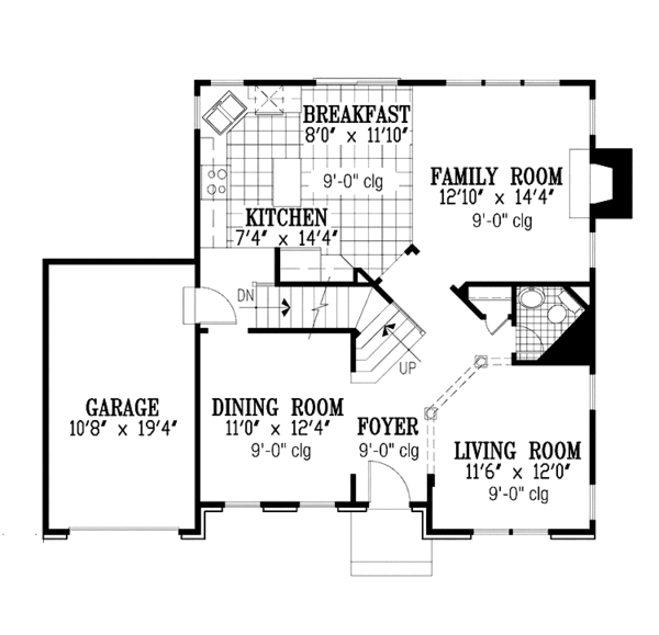 Architectural House Design - Colonial Floor Plan - Main Floor Plan #953-113