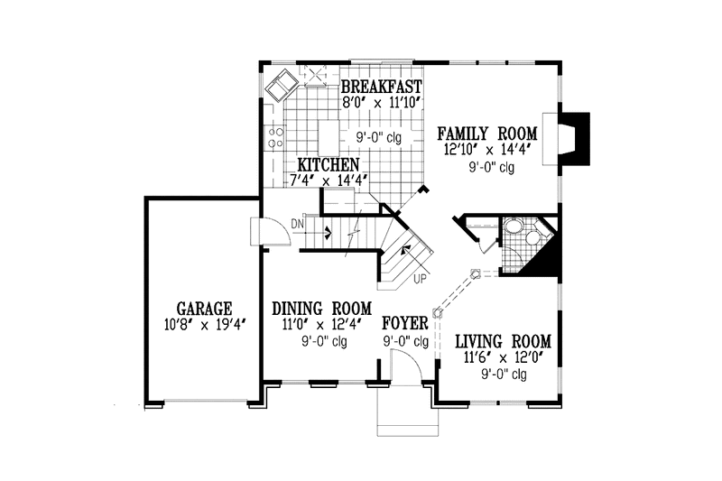Architectural House Design - Floor Plan - Main Floor for Colonial House Plan #953-113 - 3 bed, 2.5 bath
