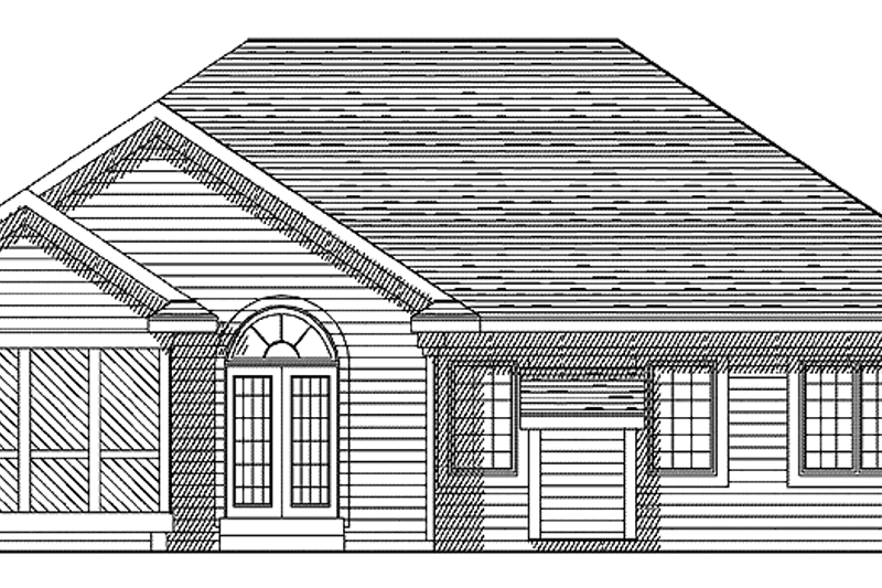 Architectural House Design - Exterior - Rear Elevation for Ranch House Plan #70-1361 - 3 bed, 2 bath