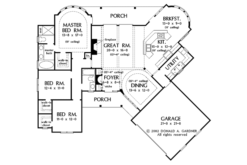 Home Plan - Floor Plan - Main Floor for Adobe / Southwestern House Plan #929-683 - 3 bed, 2 bath