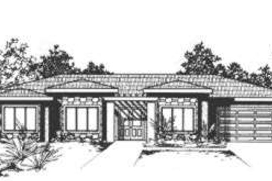 Exterior - Front Elevation for Modern House Plan #24-182 - 3 bed, 2 bath