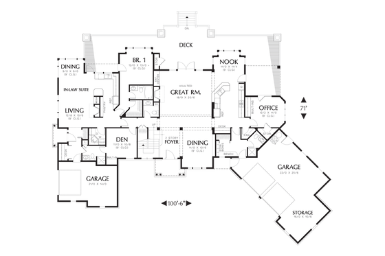 Floor Plan - Main Floor for Craftsman House Plan #48-353 - 4 bed, 5.5 bath