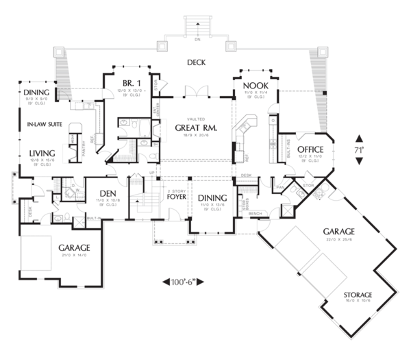 Architectural House Design - Craftsman Floor Plan - Main Floor Plan #48-353