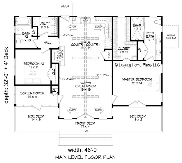 Architectural House Design - Southern Floor Plan - Main Floor Plan #932-890