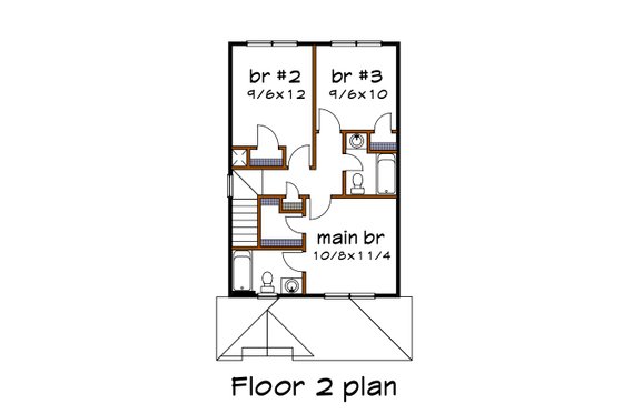 Floor Plan - Upper Floor for Craftsman House Plan #79-311 - 3 bed, 2.5 bath