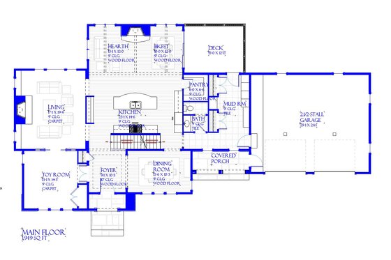 Floor Plan - Main Floor for European House Plan #901-143 - 3 bed, 2.5 bath