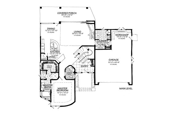 Floor Plan - Main Floor for Contemporary House Plan #942-55 - 3 bed, 4.5 bath