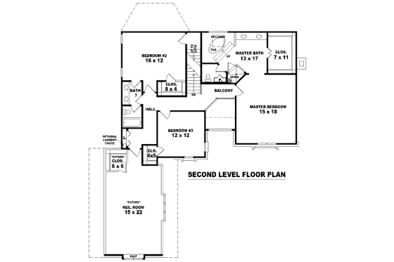 Floor Plan - Upper Floor for European House Plan #81-13889 - 3 bed, 2.5 bath