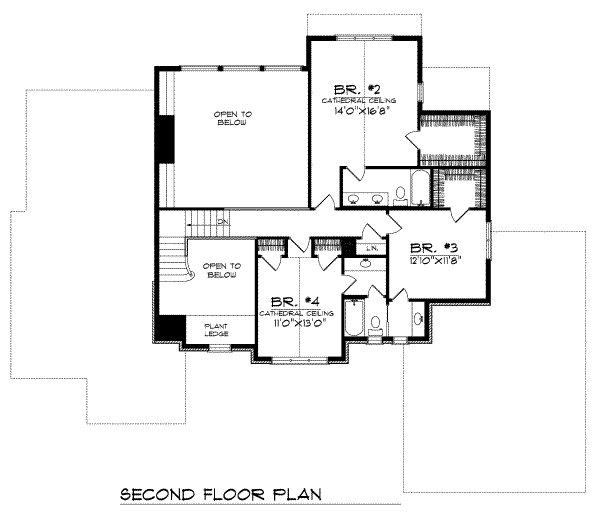 Traditional Floor Plan - Upper Floor Plan #70-508