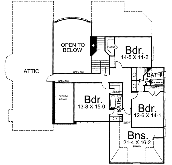 House Design - European Floor Plan - Upper Floor Plan #119-140