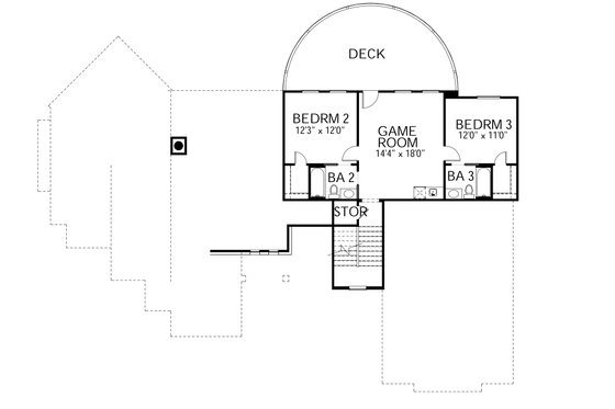 Floor Plan - Upper Floor for Mediterranean House Plan #80-141 - 4 bed, 4 bath