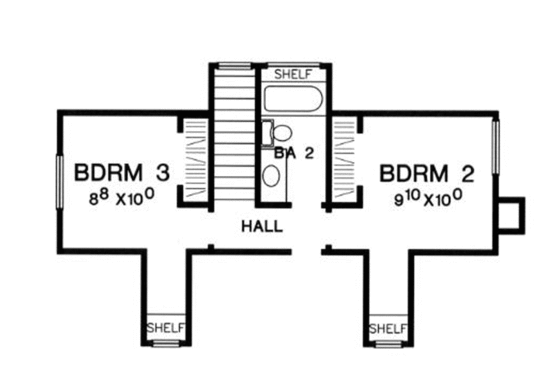 Floor Plan - Upper Floor for Cottage House Plan #472-5 - 3 bed, 2 bath