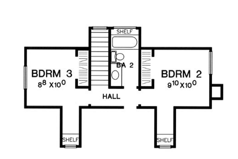 Architectural House Design - Floor Plan - Upper Floor for Cottage House Plan #472-5 - 3 bed, 2 bath
