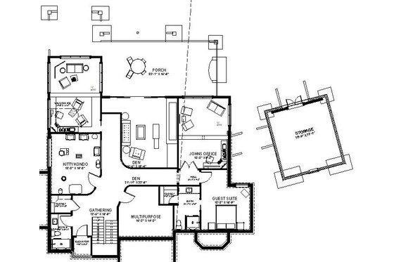 Floor Plan - Lower Floor for Modern House Plan #921-33 - 4 bed, 3.5 bath