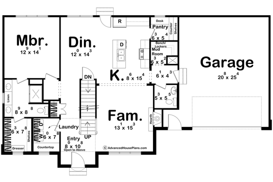 Floor Plan - Main Floor for Modern House Plan #455-343 - 3 bed, 2.5 bath