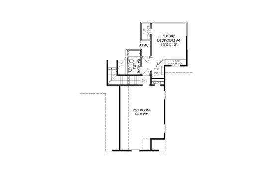 Floor Plan - Upper Floor for European House Plan #424-255 - 3 bed, 2 bath