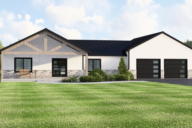 Farmhouse Style House Plan - 3 Beds 2 Baths 1984 Sq/Ft Plan #1064-441 Exterior