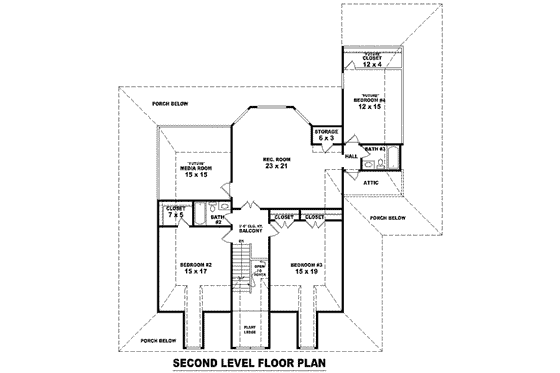 Floor Plan - Upper Floor for Country House Plan #81-1455 - 3 bed, 3.5 bath