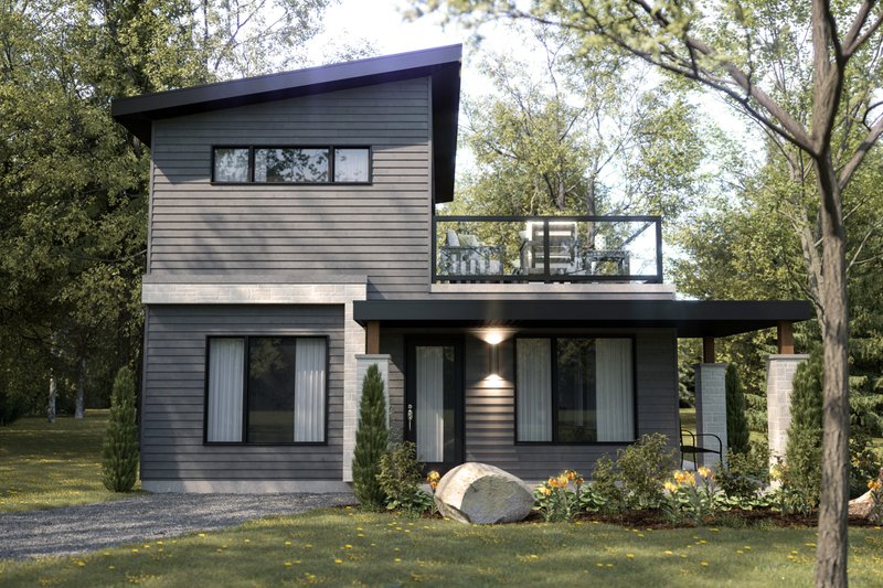 Dream House Plan - Exterior - Front Elevation 3 for Modern House Plan #23-2831 - 2 bed, 2 bath