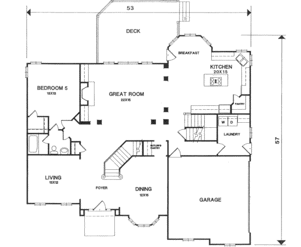 Southern Floor Plan - Main Floor Plan #129-162