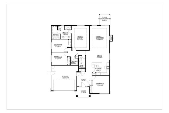 Floor Plan - Main Floor for Prairie House Plan #53-720 - 4 bed, 2 bath