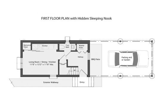 Floor Plan - Main Floor for Modern House Plan #905-5 - 2 bed, 2 bath