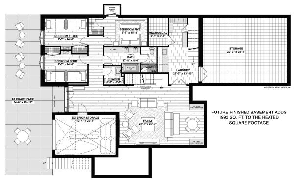 Architectural House Design - Contemporary Floor Plan - Lower Floor Plan #928-345